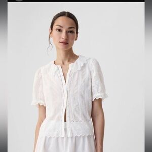 Gap X Doen cropped eyelet blouse, size M. Worn once, perfect condition.